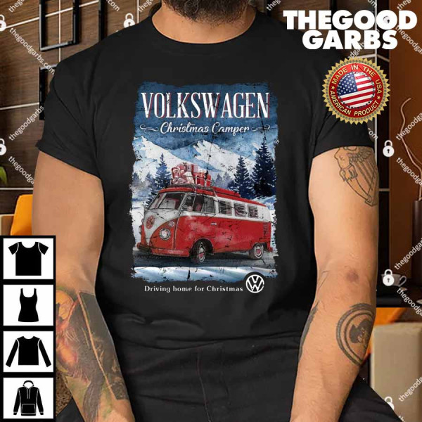 Volkswagen Christmas Red Camper Driving Home Shirt