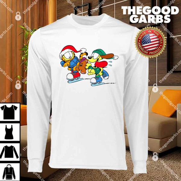 Garfield And Odie Christmas Ice Skating T-Shirts