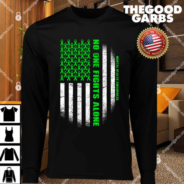 No One Fights Alone Mental Health Awareness Flag T-Shirts