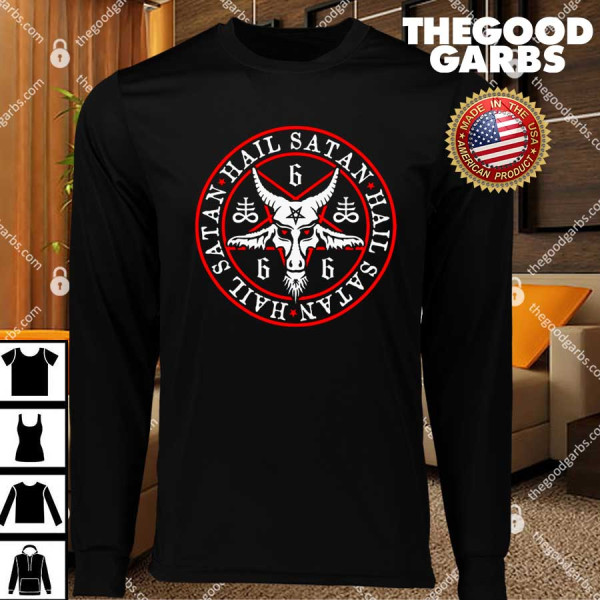 Occult Hail Satan Baphomet Goat In Pentagram T-Shirts