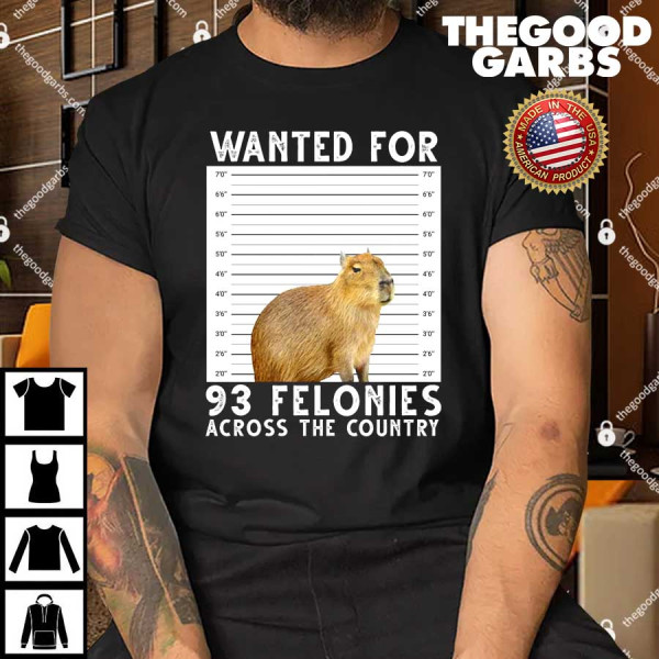 Wanted For 93 Felonies Across The Country Capybara Mugshot Shirt