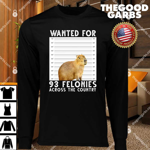 Wanted For 93 Felonies Across The Country Capybara Mugshot T-Shirts