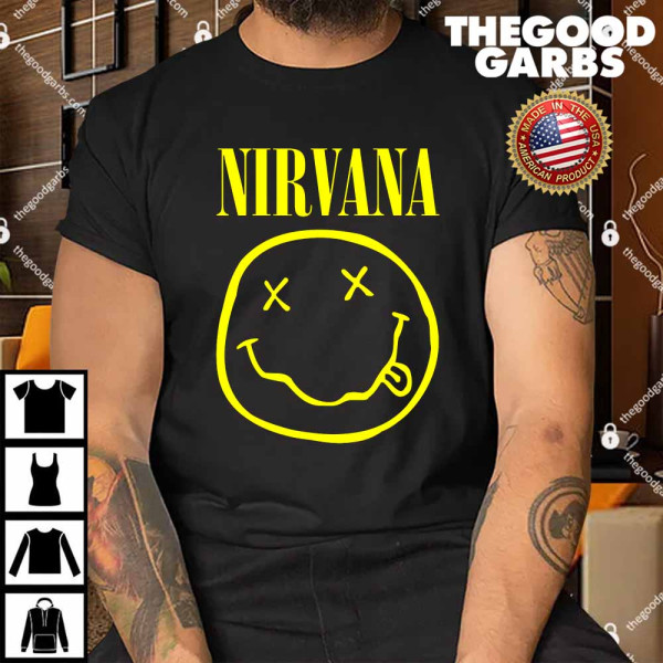 Nirvana Yellow Happy Face Rock Music Band Shirt