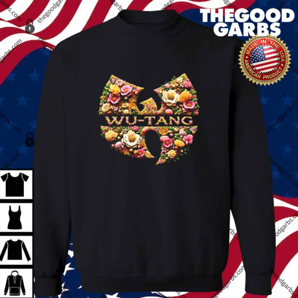 Wutang Flowers Effect Logo Text T-Shirts