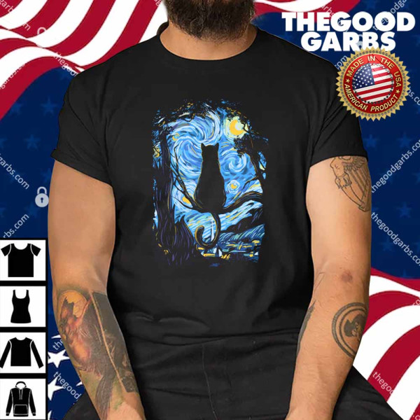 Cat Starry Night Van Gogh Shirt