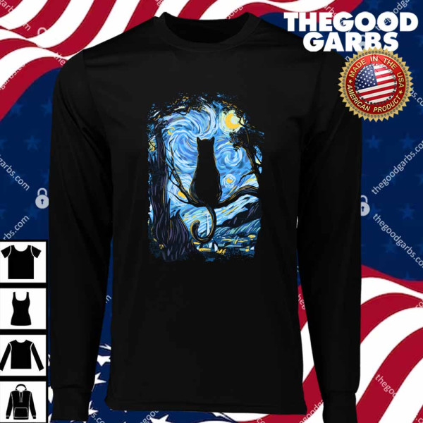 Cat Starry Night Van Gogh T-Shirts